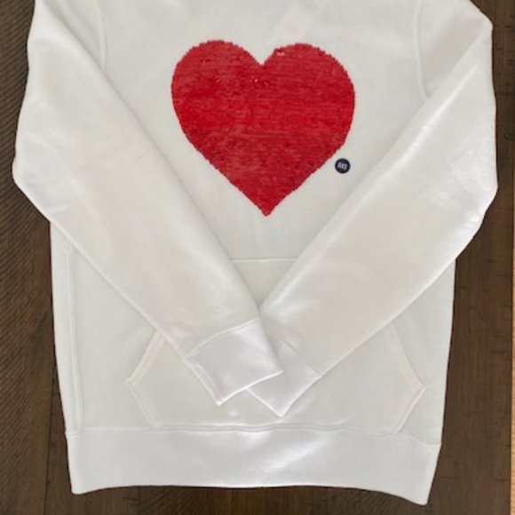 NWT A&F White Pride Flip Sequin Heart Hoodie Sweatshirt, XXS - Picture 5 of 7